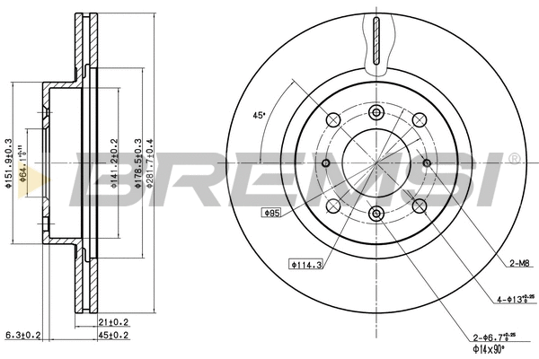 Disque de frein BREMSI CD6453V