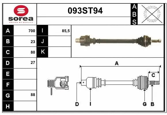 Arbre de transmission STARTCAR 093ST94