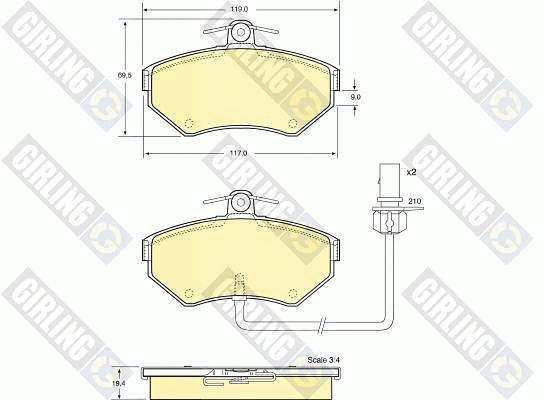 Kit de plaquettes de frein, frein à disque GIRLING 6113661