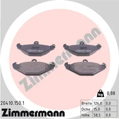 Kit de plaquettes de frein, frein à disque ZIMMERMANN 20410.150.1