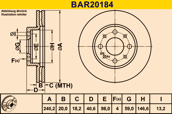 Disque de frein BARUM BAR20184