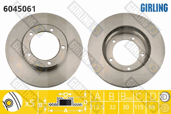 Disque de frein GIRLING 6045061