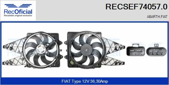 Moteur électrique, ventilateur pour radiateurs RECOFICIAL RECSEF74057.0
