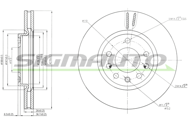 Disque de frein SIGMAUTO DBB644V