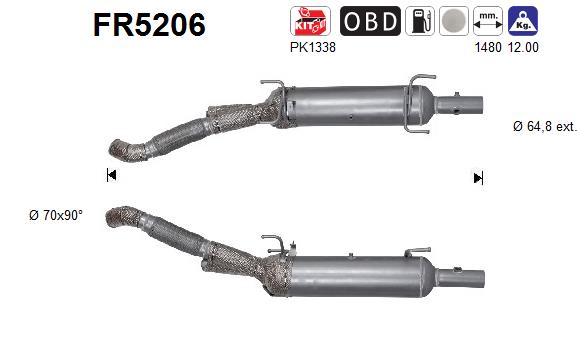 Filtre à particules / à suie, échappement AS FR5206
