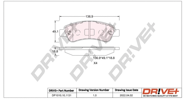 Kit de plaquettes de frein, frein à disque Dr!ve+ DP1010.10.1131