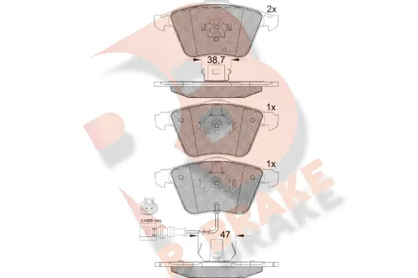 Kit de plaquettes de frein, frein à disque R BRAKE RB1653