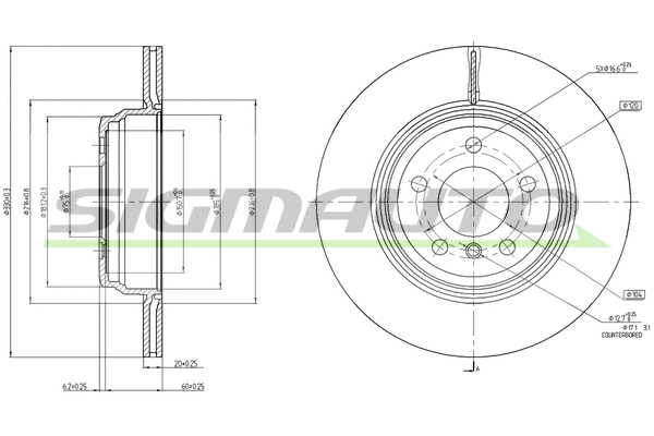 Disque de frein SIGMAUTO DBC404V