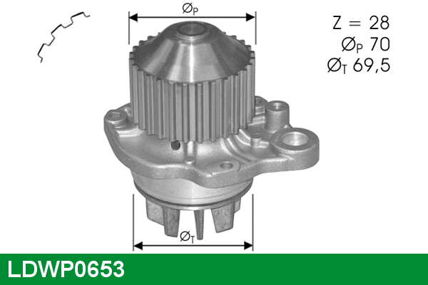 Pompe à eau, refroidissement du moteur LUCAS LDWP0653