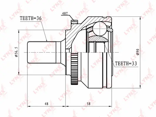 Jeu de joints, arbre de transmission LYNXAUTO CO-7801A