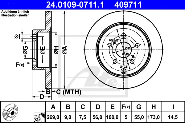 Disque de frein ATE-APAC 24.0109-0711.1