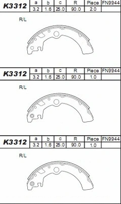 Jeu de mâchoires de frein ASIMCO K3312