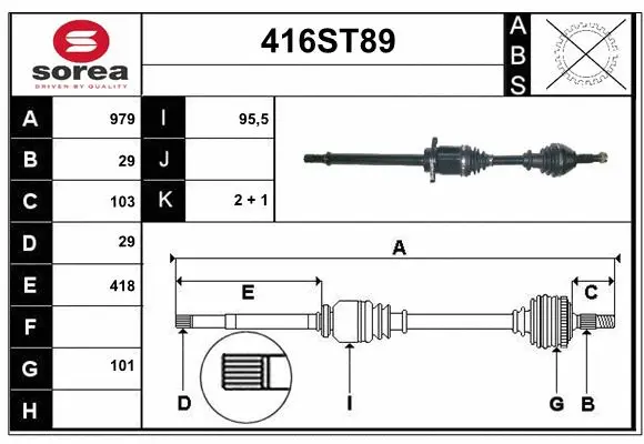 Arbre de transmission STARTCAR 416ST89