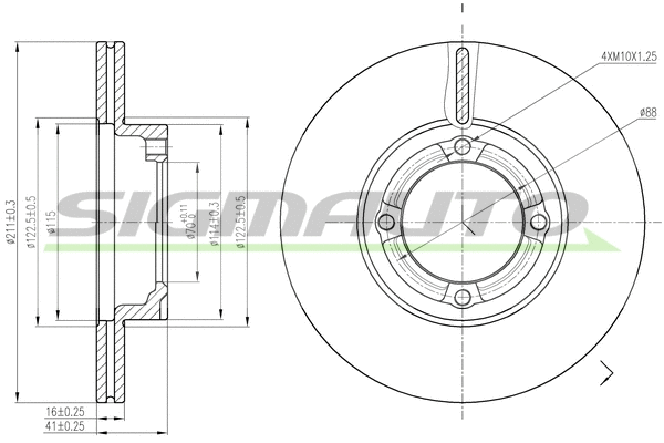 Disque de frein SIGMAUTO DBA941V