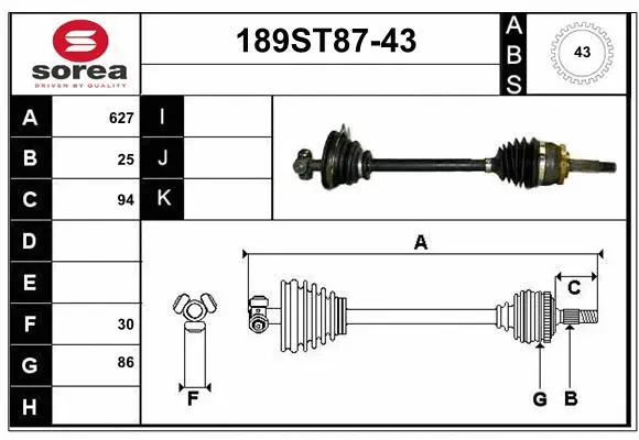 Arbre de transmission STARTCAR 189ST87-43