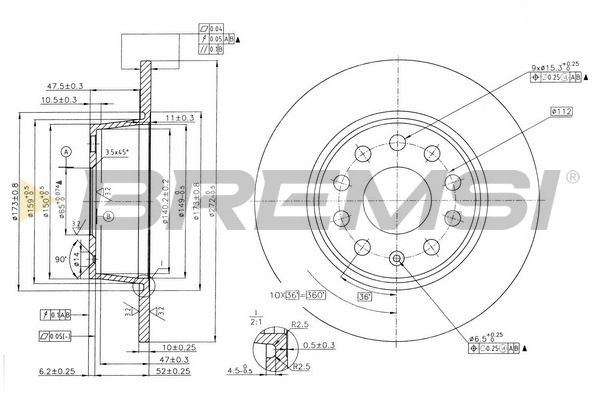 Disque de frein BREMSI CD7328S