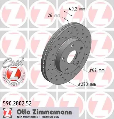 Disque de frein ZIMMERMANN 590.2802.52