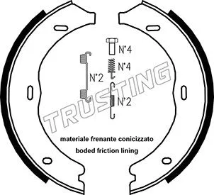 Jeu de mâchoires de frein, frein de stationnement TRUSTING 052.135K