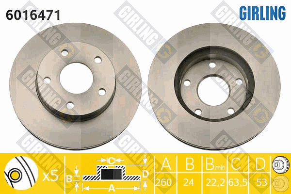 Disque de frein GIRLING 6016471