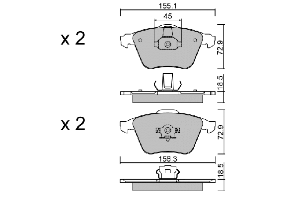 Kit de plaquettes de frein, frein à disque AISIN BPFO-1010