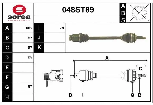 Arbre de transmission STARTCAR 048ST89