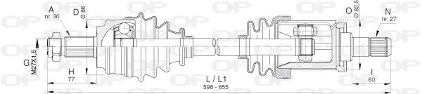 Arbre de transmission OPEN PARTS DRS6395.00