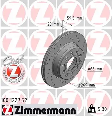 Disque de frein ZIMMERMANN 100.1227.52