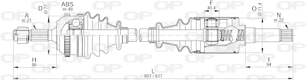 Arbre de transmission OPEN PARTS DRS6215.00