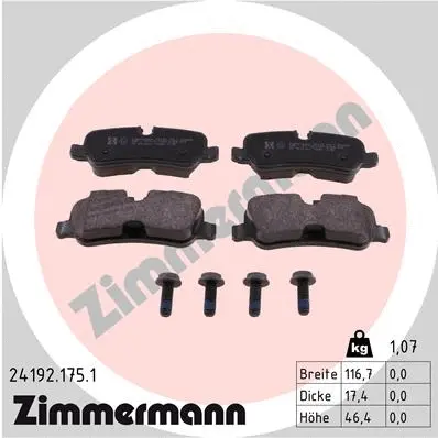 Kit de plaquettes de frein, frein à disque ZIMMERMANN 24192.175.1