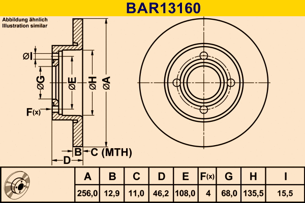 Disque de frein BARUM BAR13160