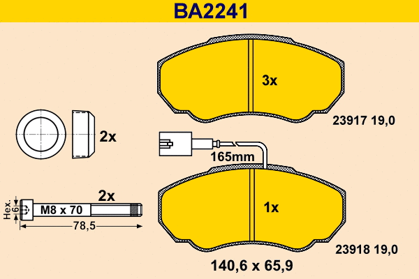 Kit de plaquettes de frein, frein à disque BARUM BA2241