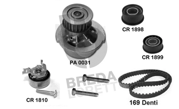Pompe à eau + kit de courroie crantée BREDA LORETT KPA0028A