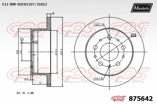 Disque de frein MAXTECH 875642