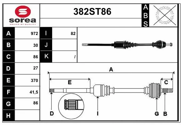 Arbre de transmission STARTCAR 382ST86