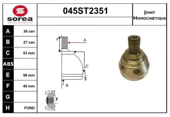 Jeu de joints, arbre de transmission STARTCAR 045ST2351