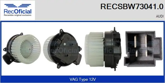 Pulseur d'air habitacle RECOFICIAL RECSBW73041.0