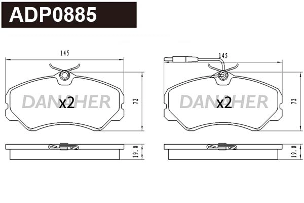 Kit de plaquettes de frein, frein à disque DANAHER ADP0885