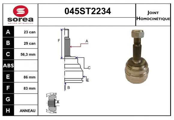 Jeu de joints, arbre de transmission STARTCAR 045ST2234
