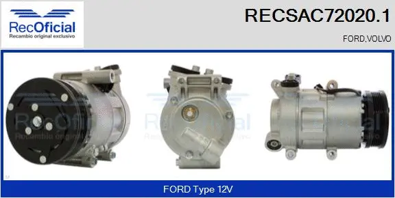 Compresseur, climatisation RECOFICIAL RECSAC72020.1