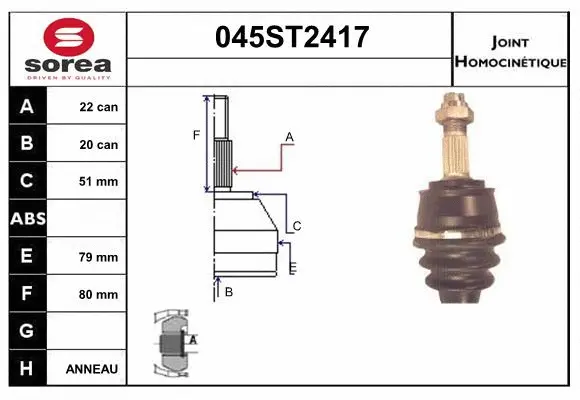 Jeu de joints, arbre de transmission STARTCAR 045ST2417