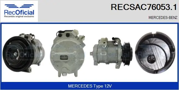 Compresseur, climatisation RECOFICIAL RECSAC76053.1
