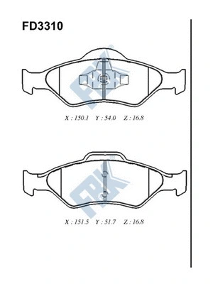 Kit de plaquettes de frein, frein à disque FBK FD3310