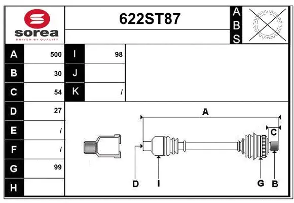 Arbre de transmission STARTCAR 622ST87