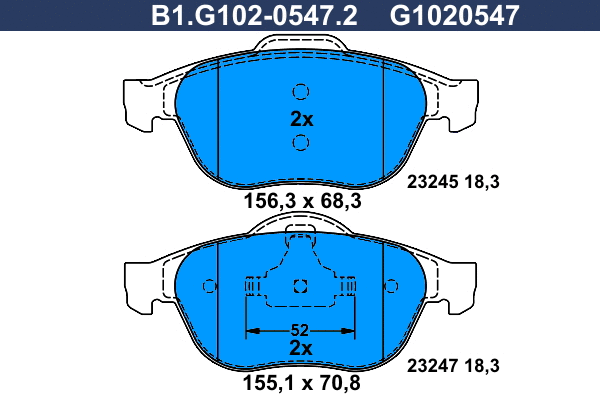 Kit de plaquettes de frein, frein à disque GALFER B1.G102-0547.2