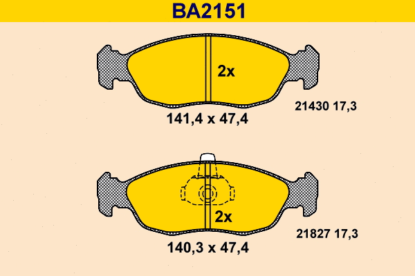 Kit de plaquettes de frein, frein à disque BARUM BA2151