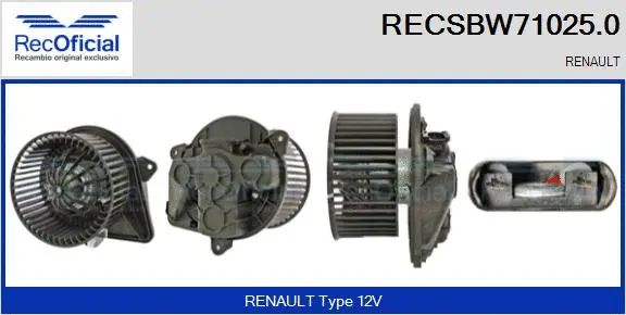Pulseur d'air habitacle RECOFICIAL RECSBW71025.0