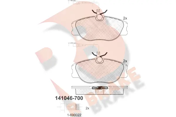 Kit de plaquettes de frein, frein à disque R BRAKE RB1046-700