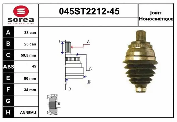 Jeu de joints, arbre de transmission STARTCAR 045ST2212-45