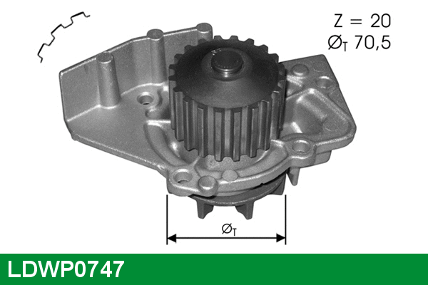 Pompe à eau, refroidissement du moteur LUCAS LDWP0747