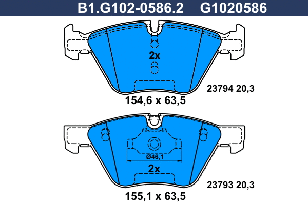 Kit de plaquettes de frein, frein à disque GALFER B1.G102-0586.2